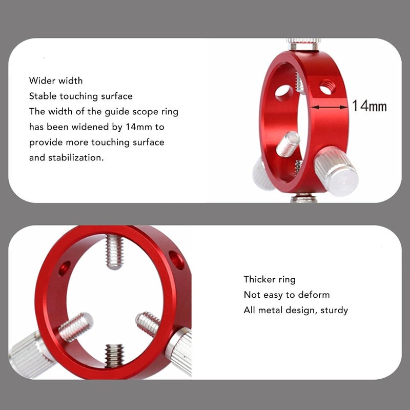 Yoidesu Adjustable Guiding Scope Ring, 50mm Finder Scope Ring Kit, Aluminum Alloy, Red, Telescope Accessory, 30-50mm Tube Diameter, Beginner, Astronomy Enthusiasts - Image 5